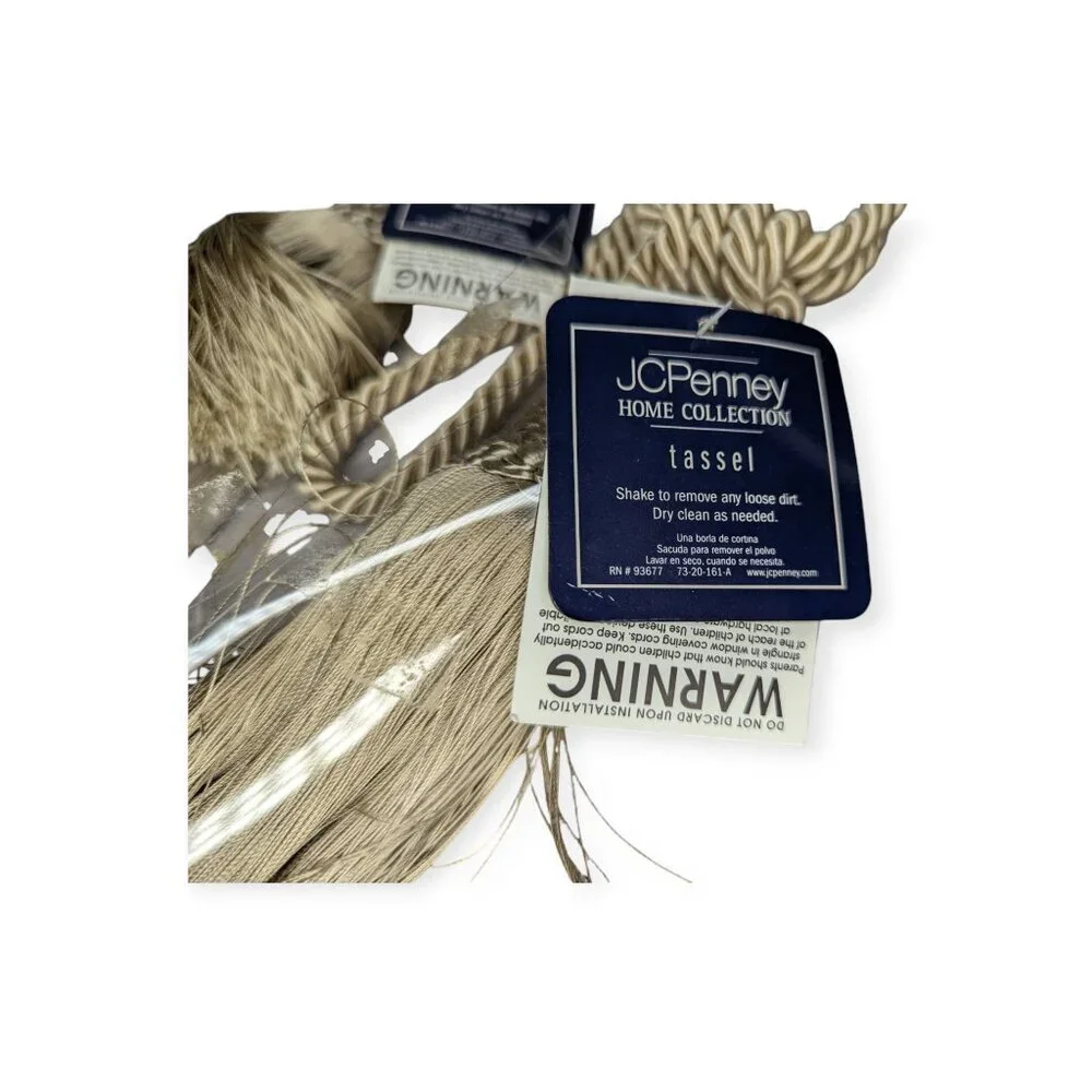 NWT JC Penney Home Collection Tassel Curtain Tie Back in Gray/Beige Color